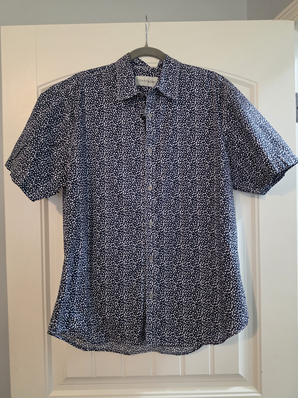 COAST+BREEZE Navy Short-Sleeve Dotted Button-Down Shirt